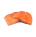 Two raw salmon fillets on a white background.