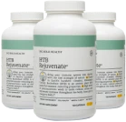 Three bottles of a dietary supplement labeled 'HTB Rejuvenate' with a green and white design.