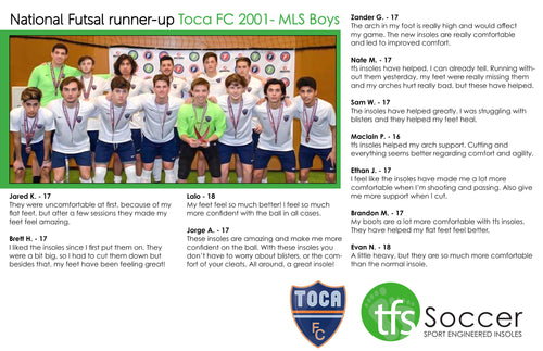 National Futsal Runner UP Toca FC 2001 MLS Boys Toca FC TFS Soccer Engineered Insoles 