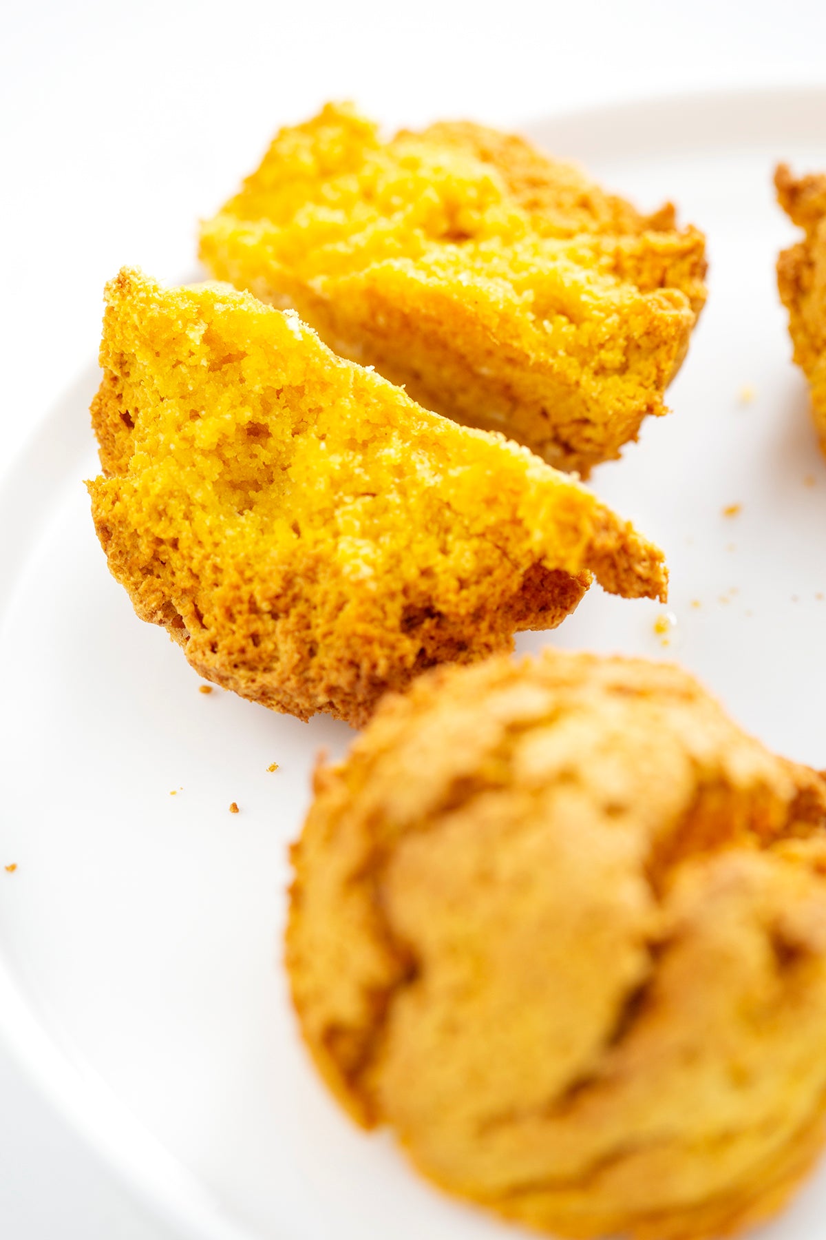 air fryer drop biscuits torn in half on plate