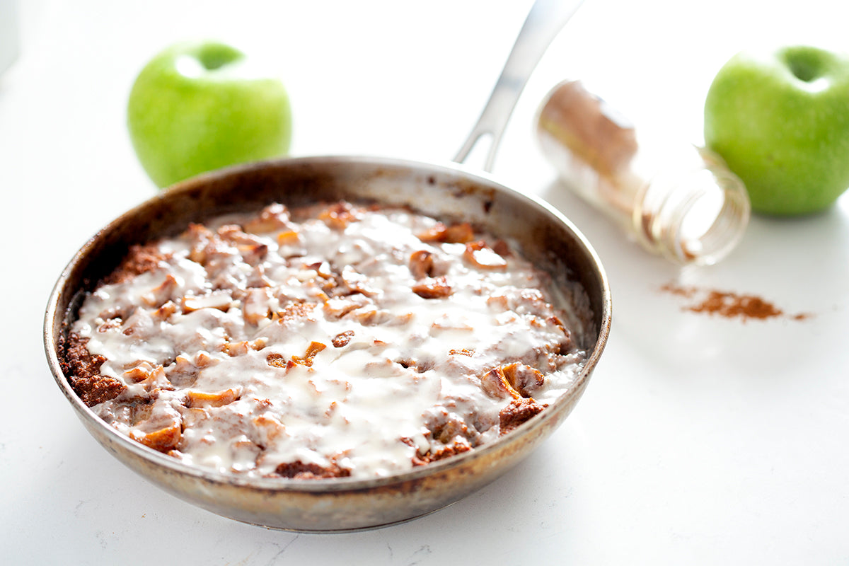 skillet of AIP Apple Fritter Cake