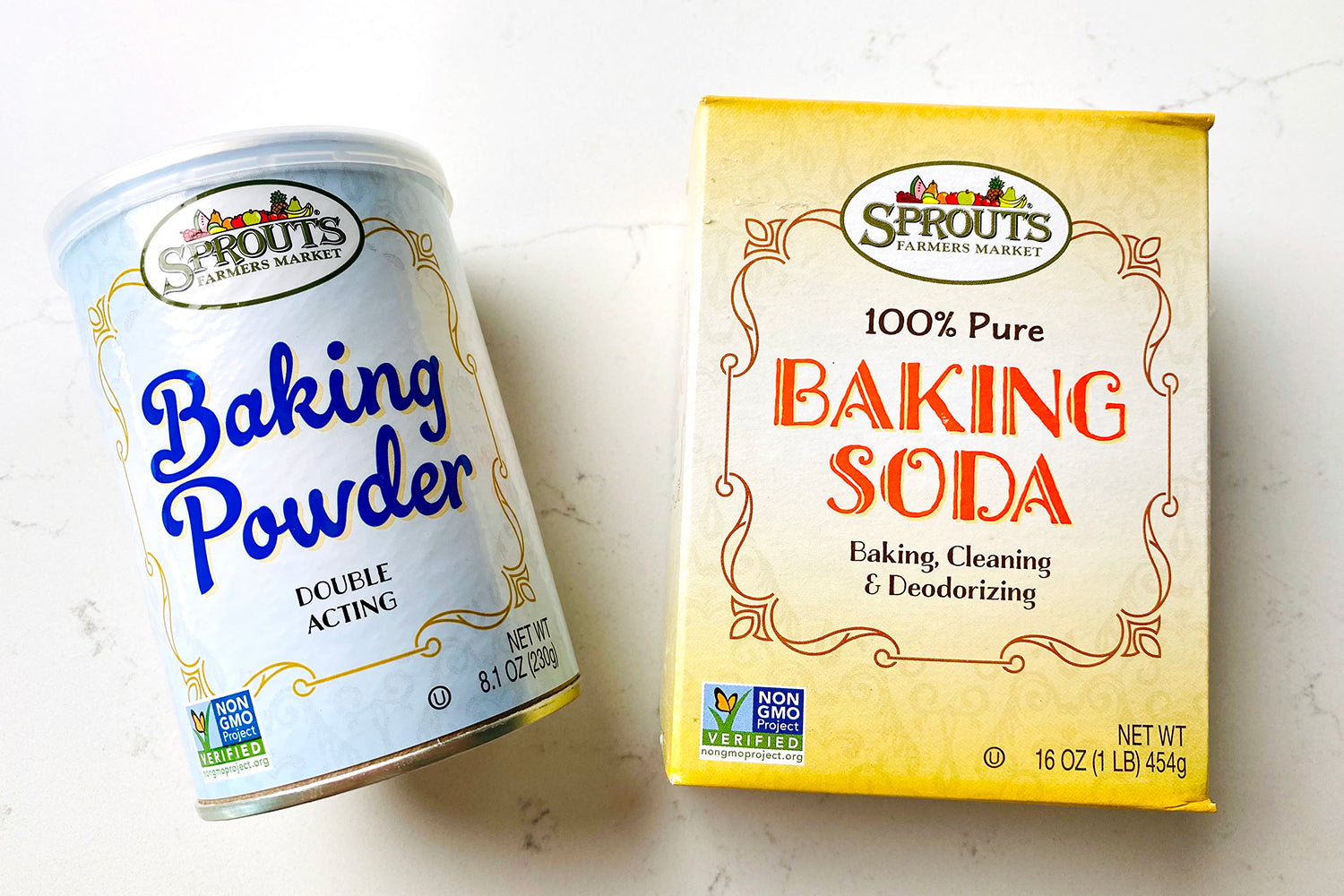 box of baking soda and baking powder