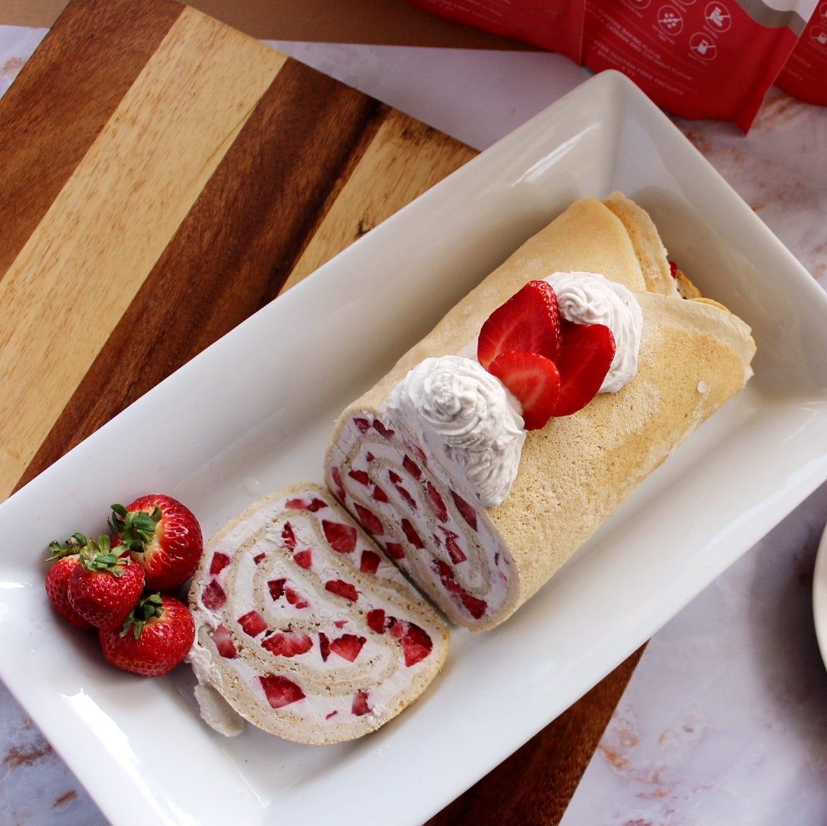 strawberries with cream roll