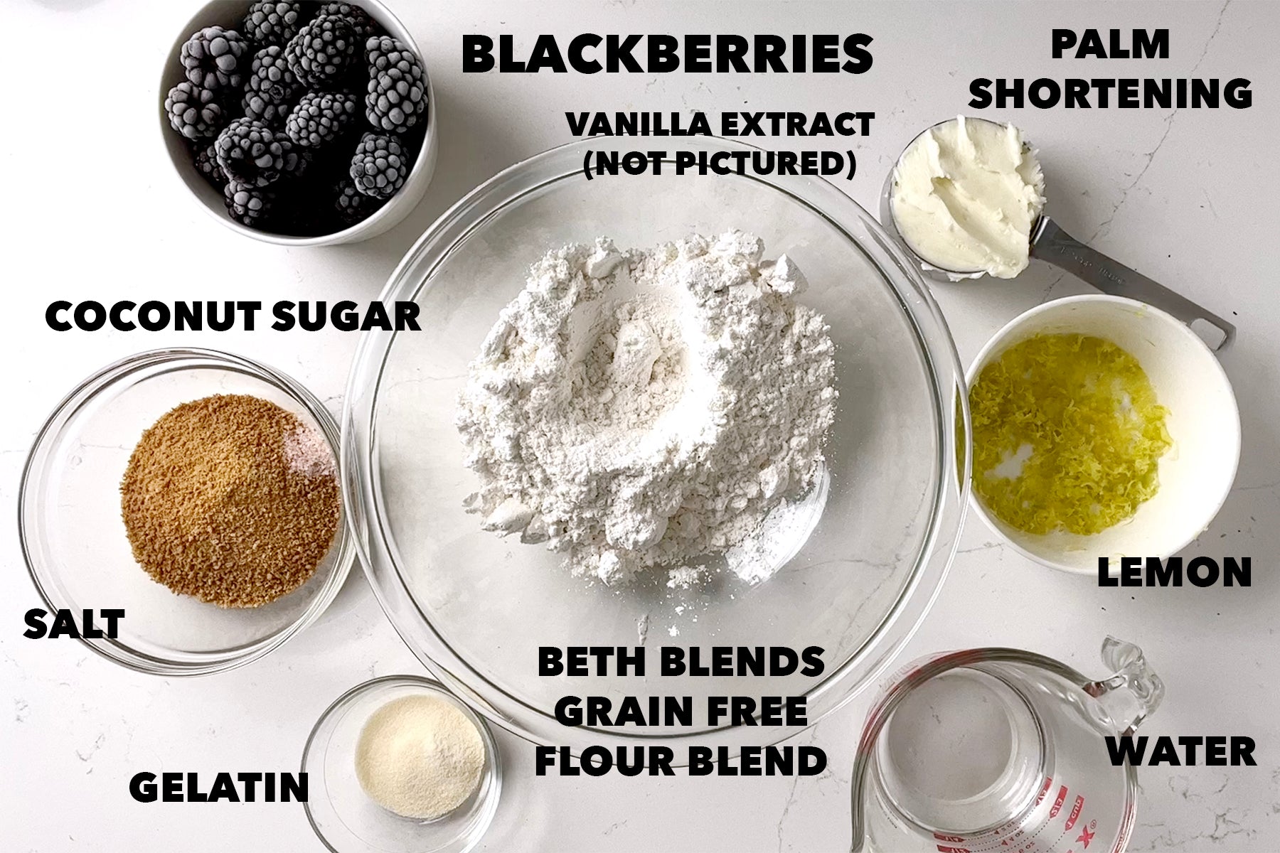 ingredients for gluten free blackberry scones