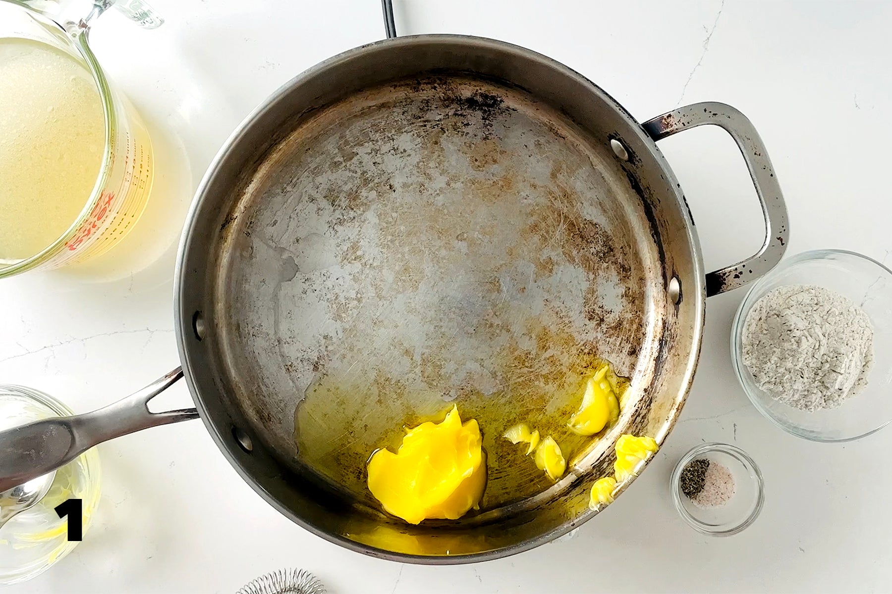 melting butter in frying pan