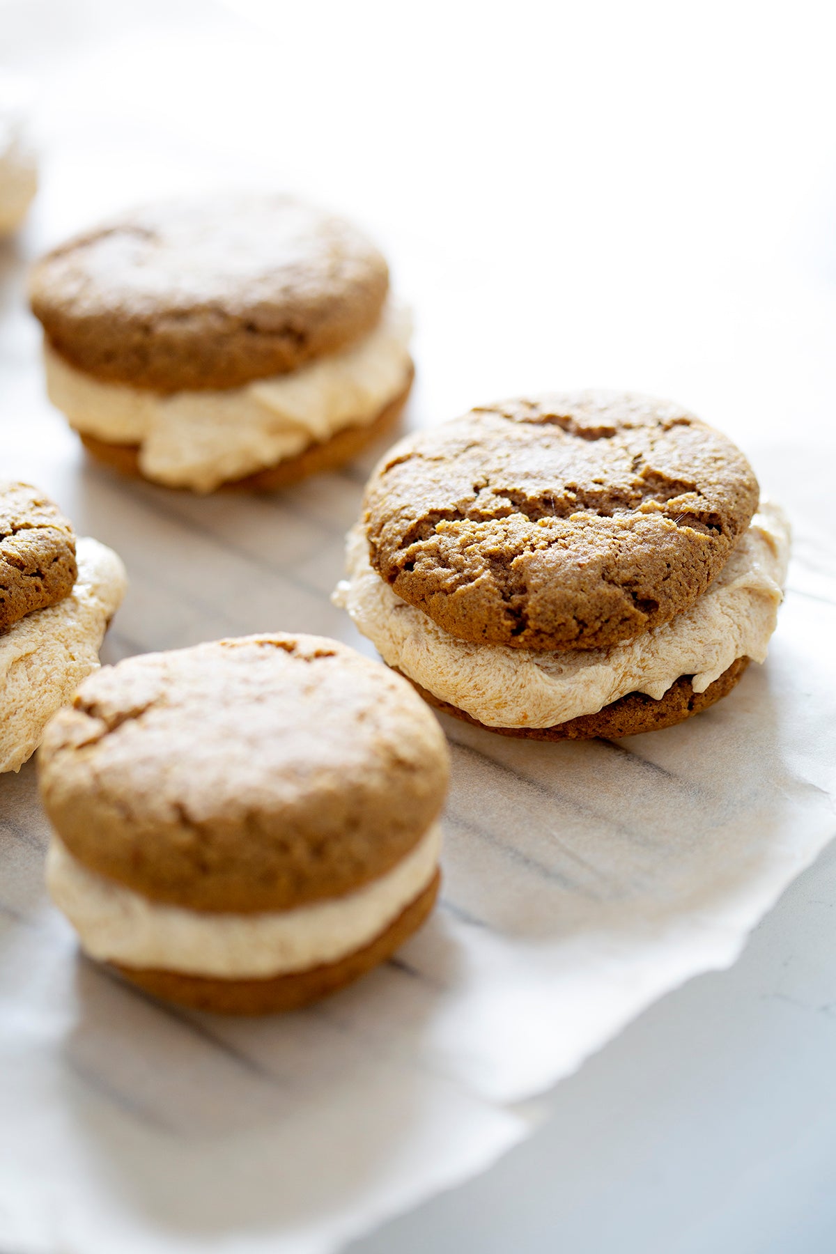 dairy free whoopie pies on parchment paper