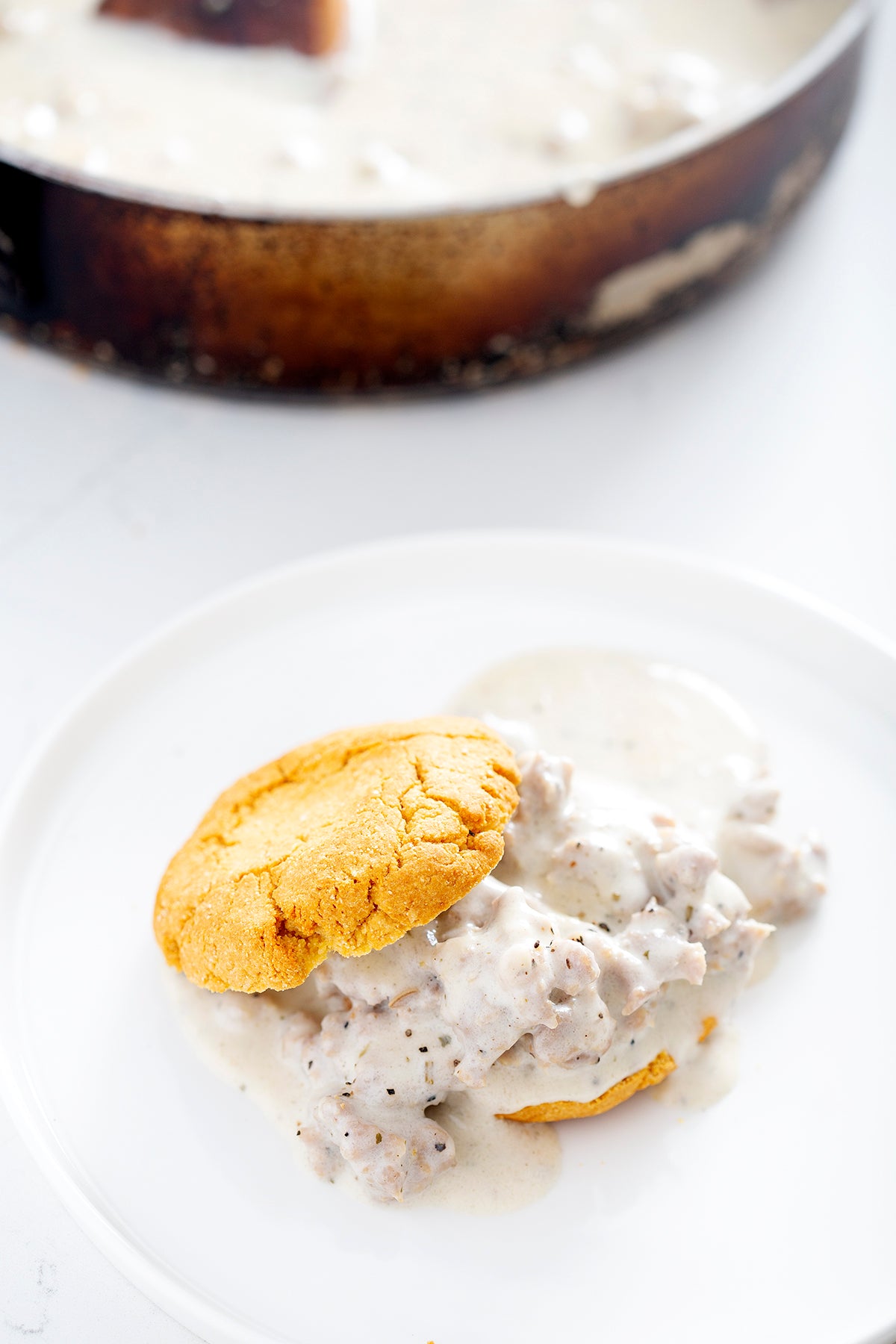 gluten free biscuits and gravy on plate