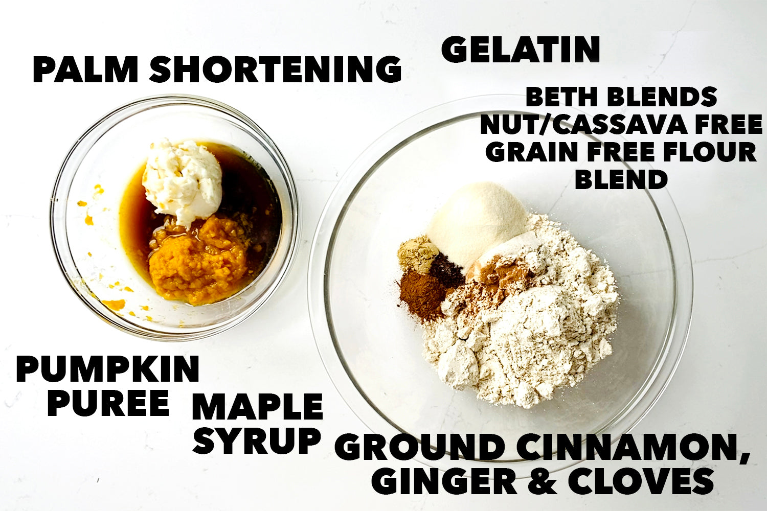 ingredients for Paleo Pumpkin Spice Donuts with Maple Glaze
