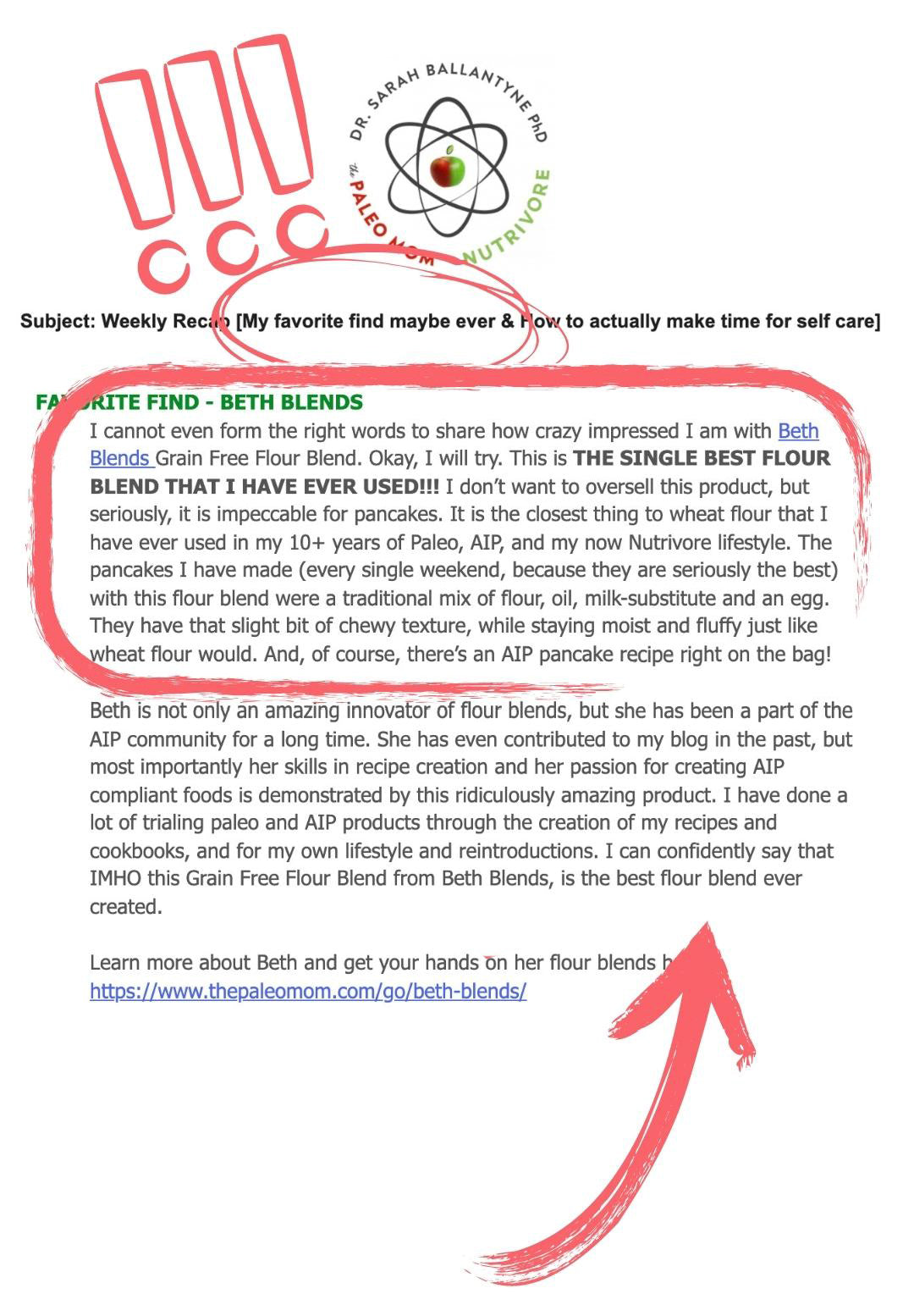 the paleo mom's newsletter screenshot