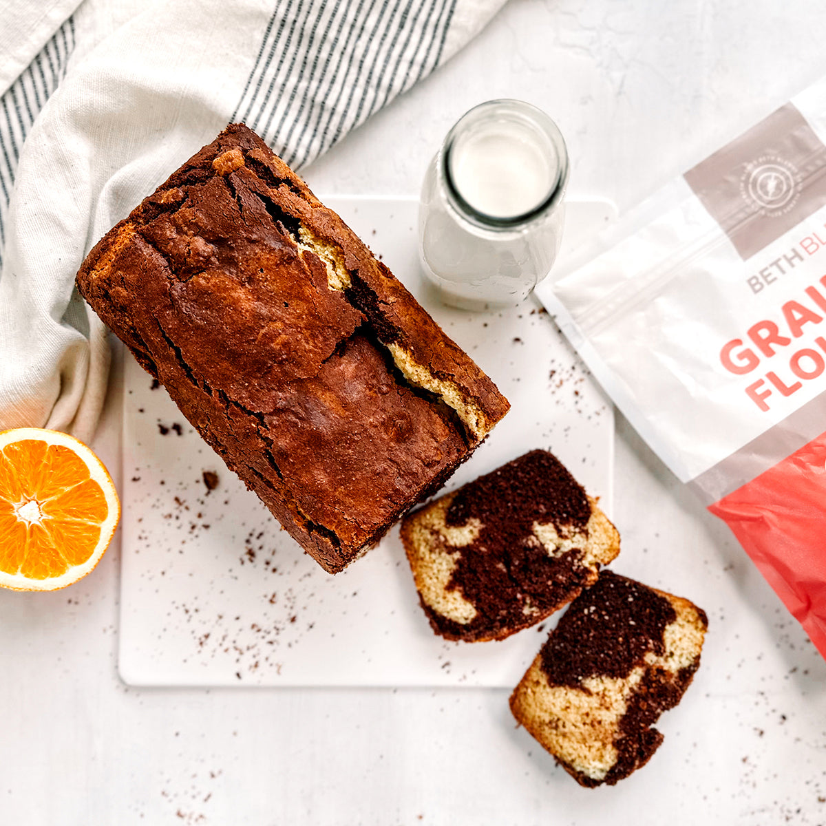 marble pound cake with orange and beth blends bag