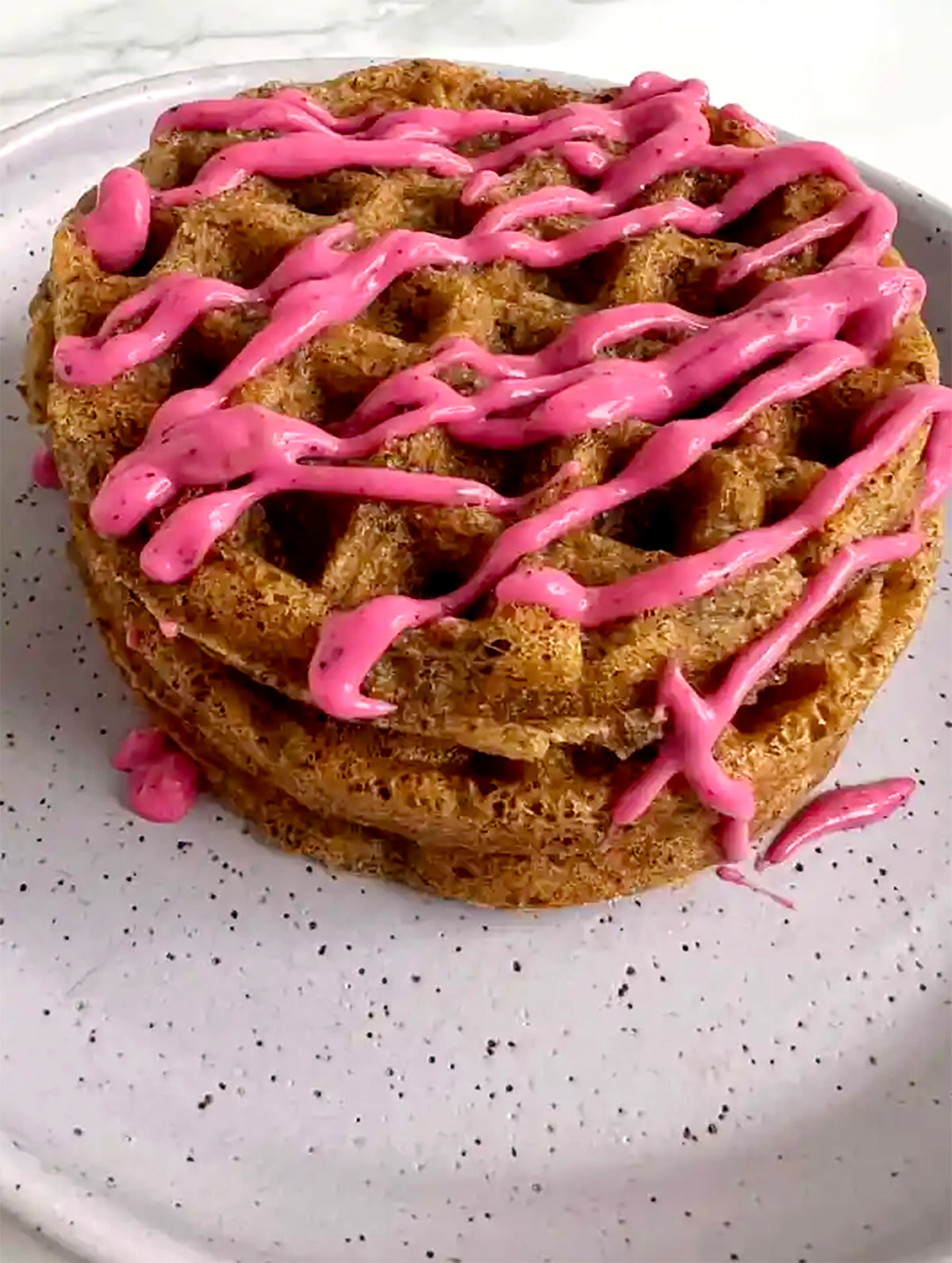 waffles with pink drizzle