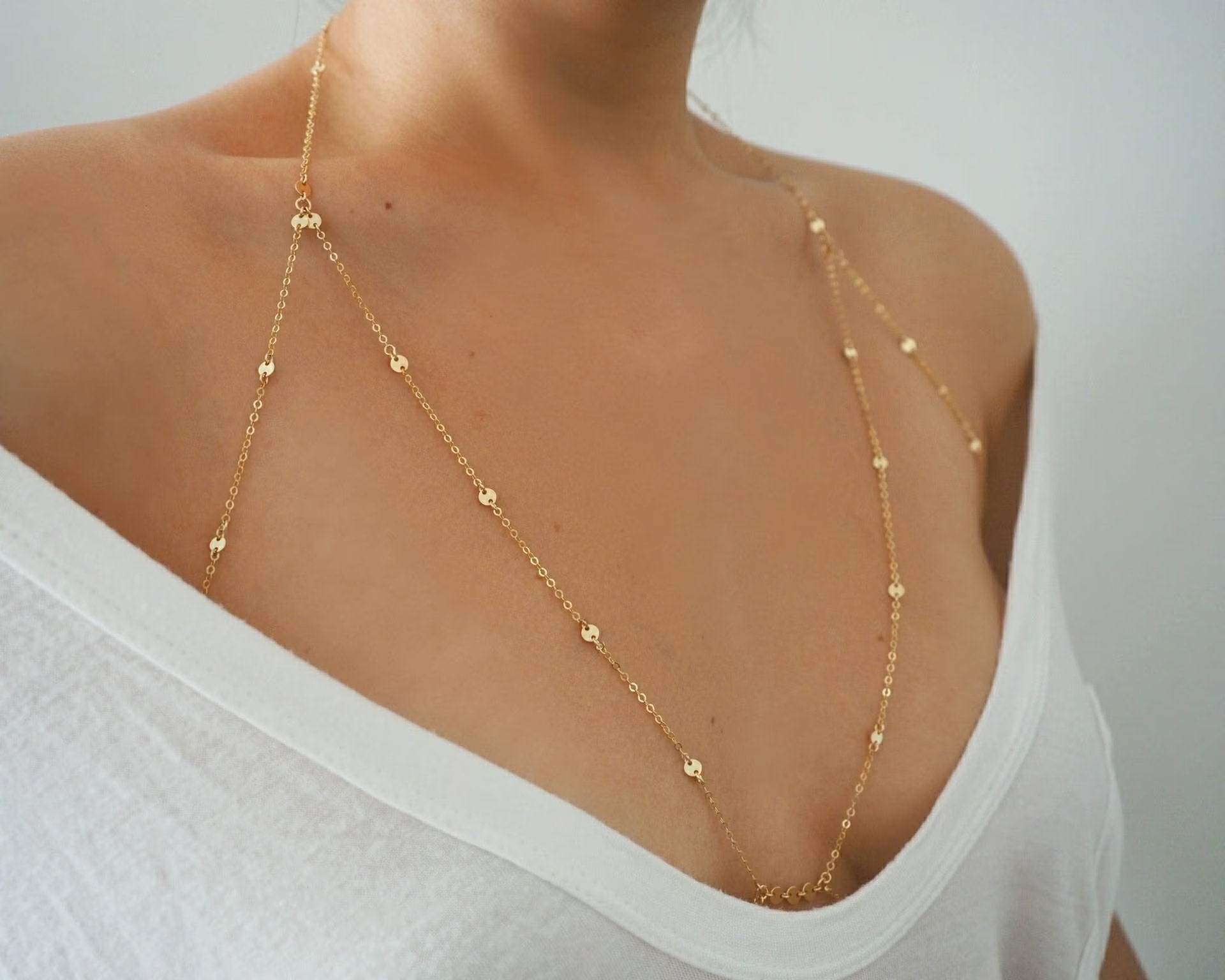 Stainless Steel or Gold Filled Double Layer Chain Bra Body Chain in Gold or  Silver, Handmade, Non-tarnish 