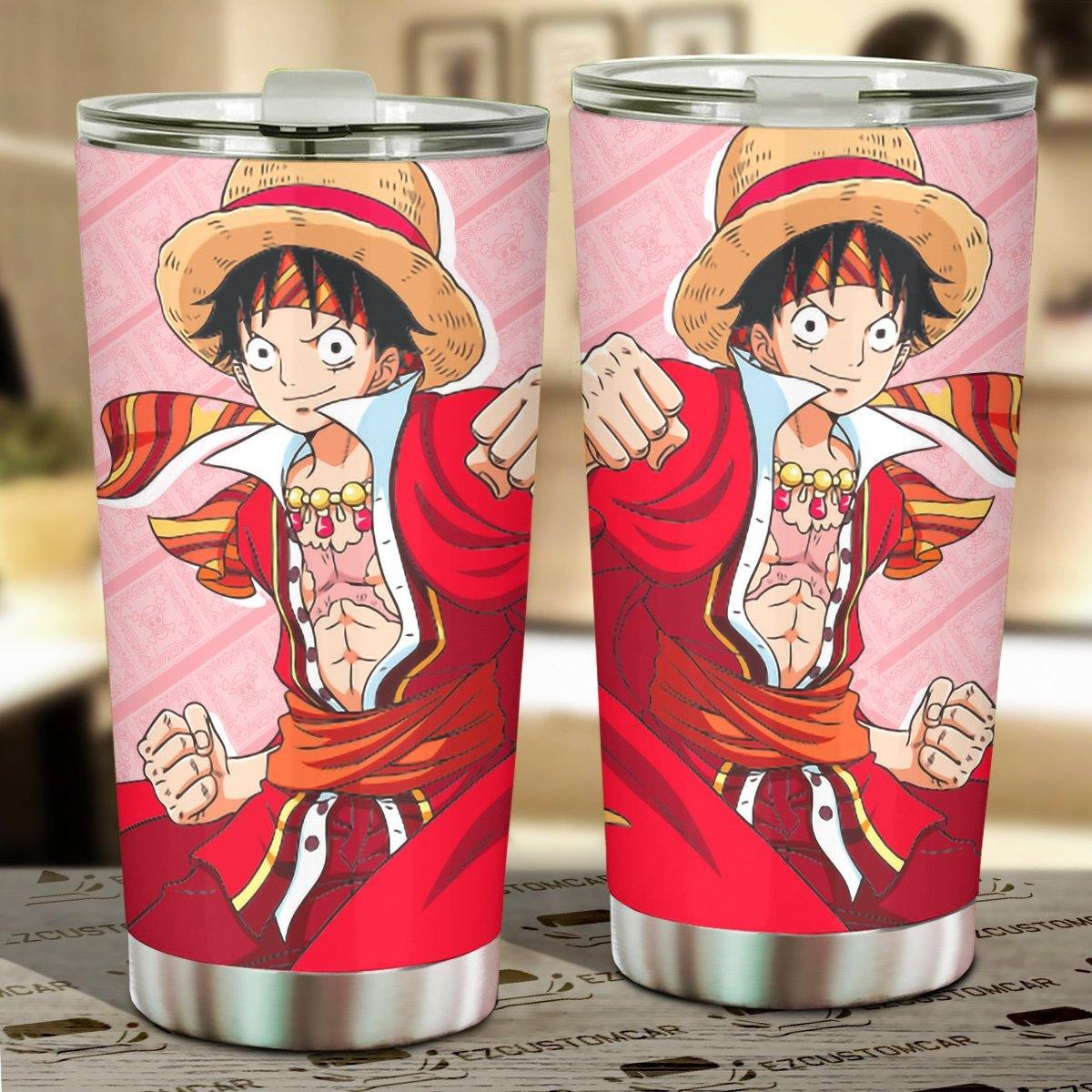 Monkey D Luffy Stainless Steel Tumbler One Piece Anime Car Accessorie Ezcustomcar