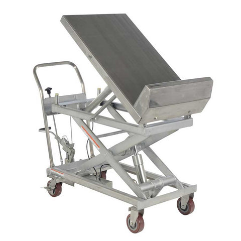 Tilting scissor lift cart