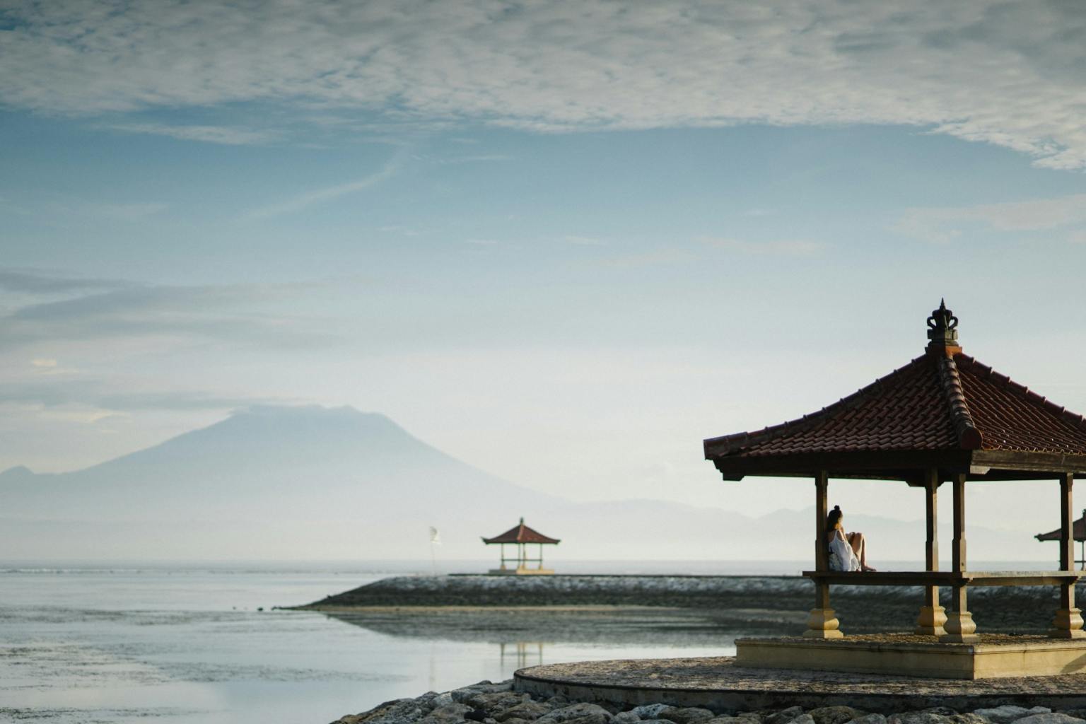two huts near the ocean in Bali Indonesia