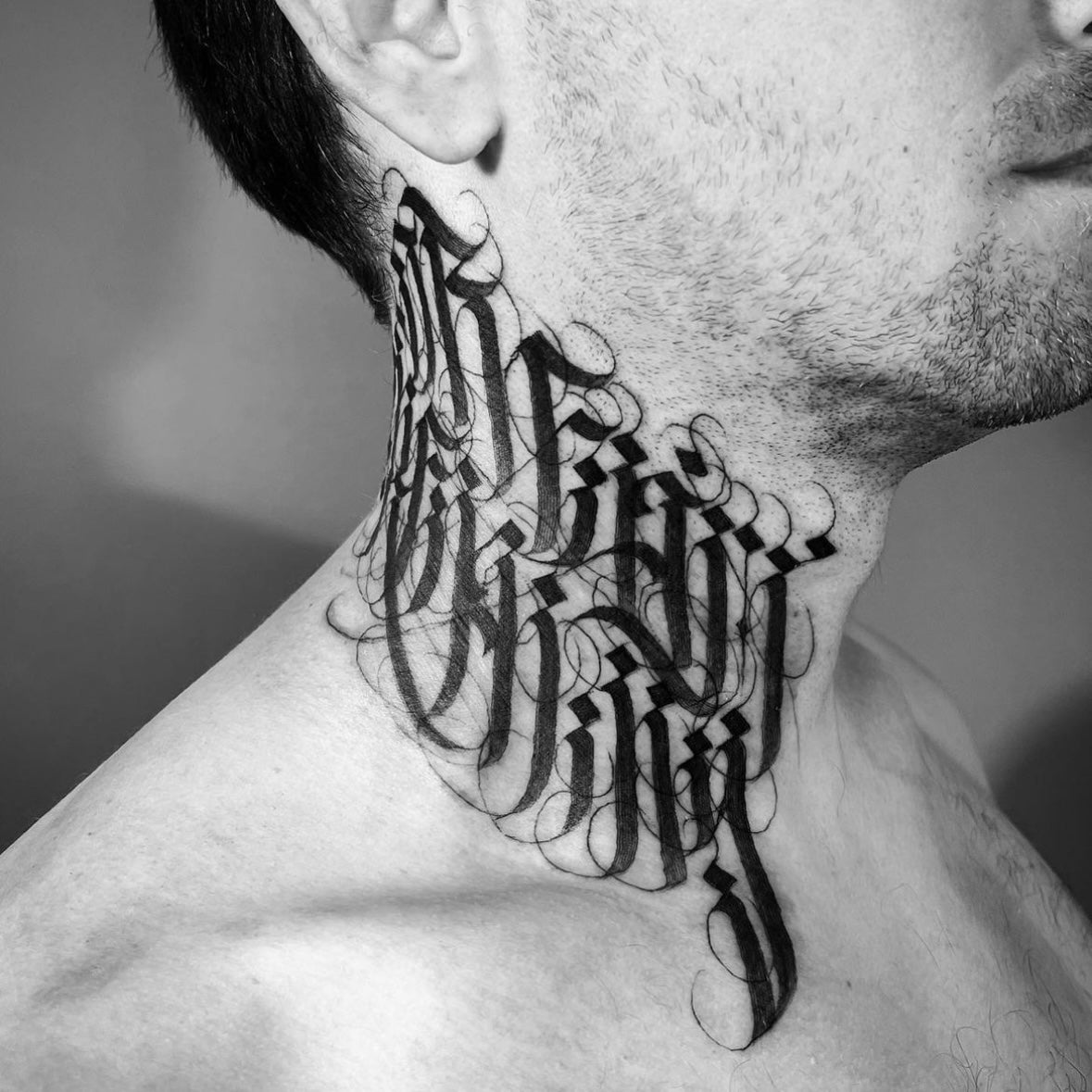 lettering neck - Lettering Tattoos - Last Sparrow Tattoo