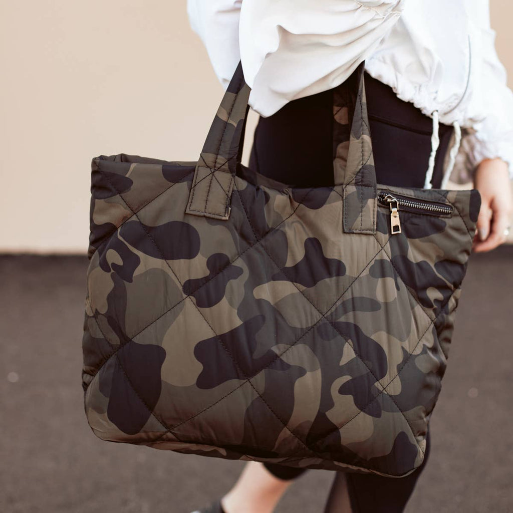 Grey Camo Neoprene Tote Bag – Jess Lea Boutique