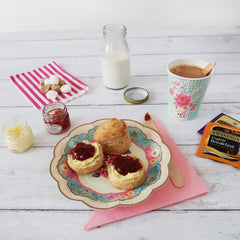 A vegan cream tea gift box with scones, fresh soya milk and tiptree preserve, available for delivery from Barbury Hill 