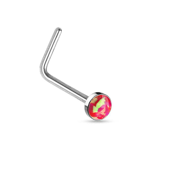 opal flat top l bend nose stud grande