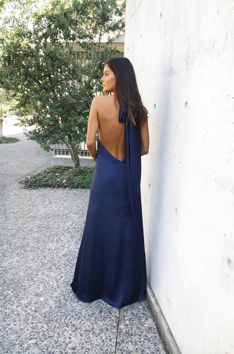 VESTIDO HORTENSIA AZUL MARINO – Tienda Debut