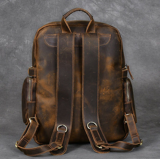 Genuine Leather Backpack for Mens Black Laptop Bag Multi Pocket School –  LINDSEY STREET