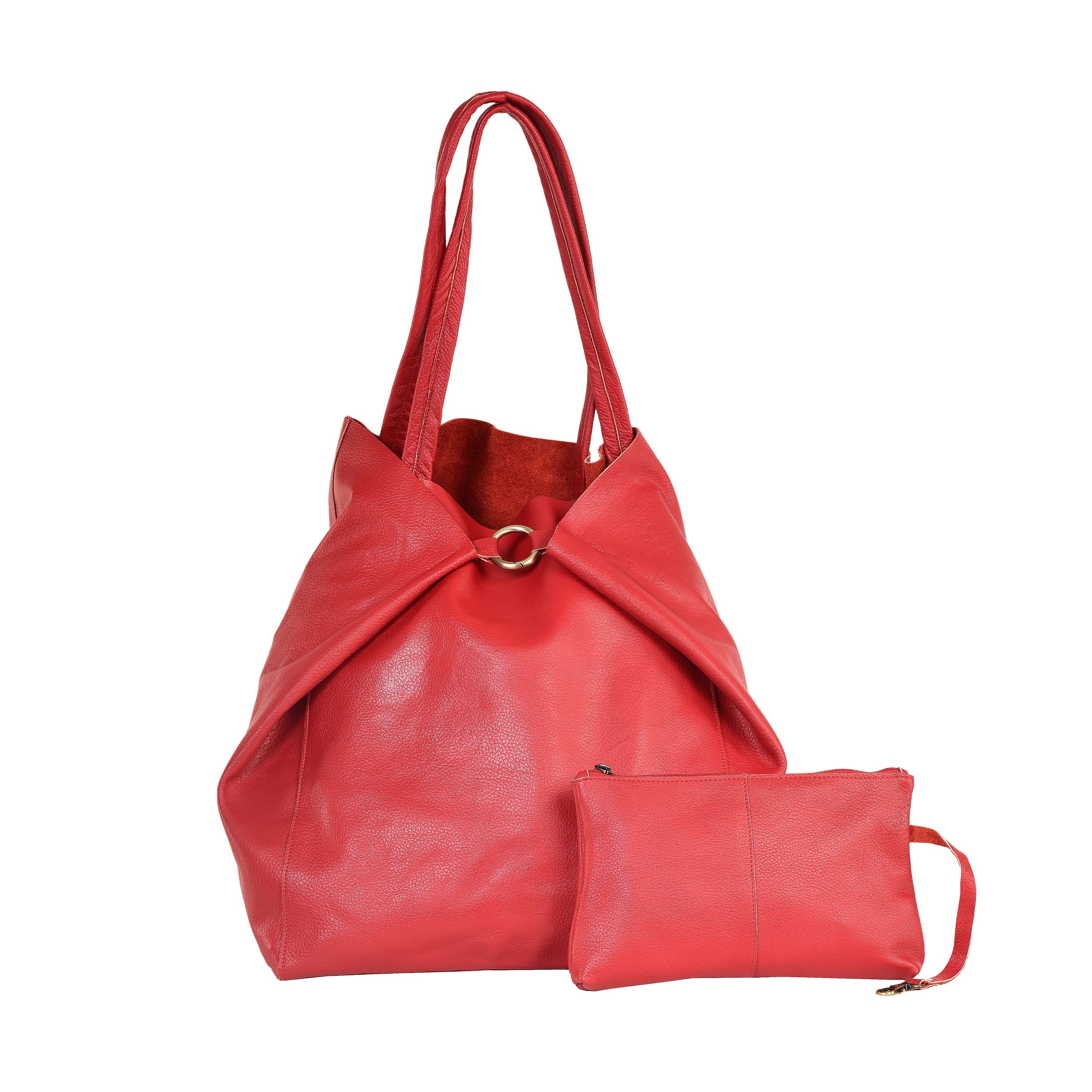 Womens Small Trifold Leather Purse Red | House of Leather