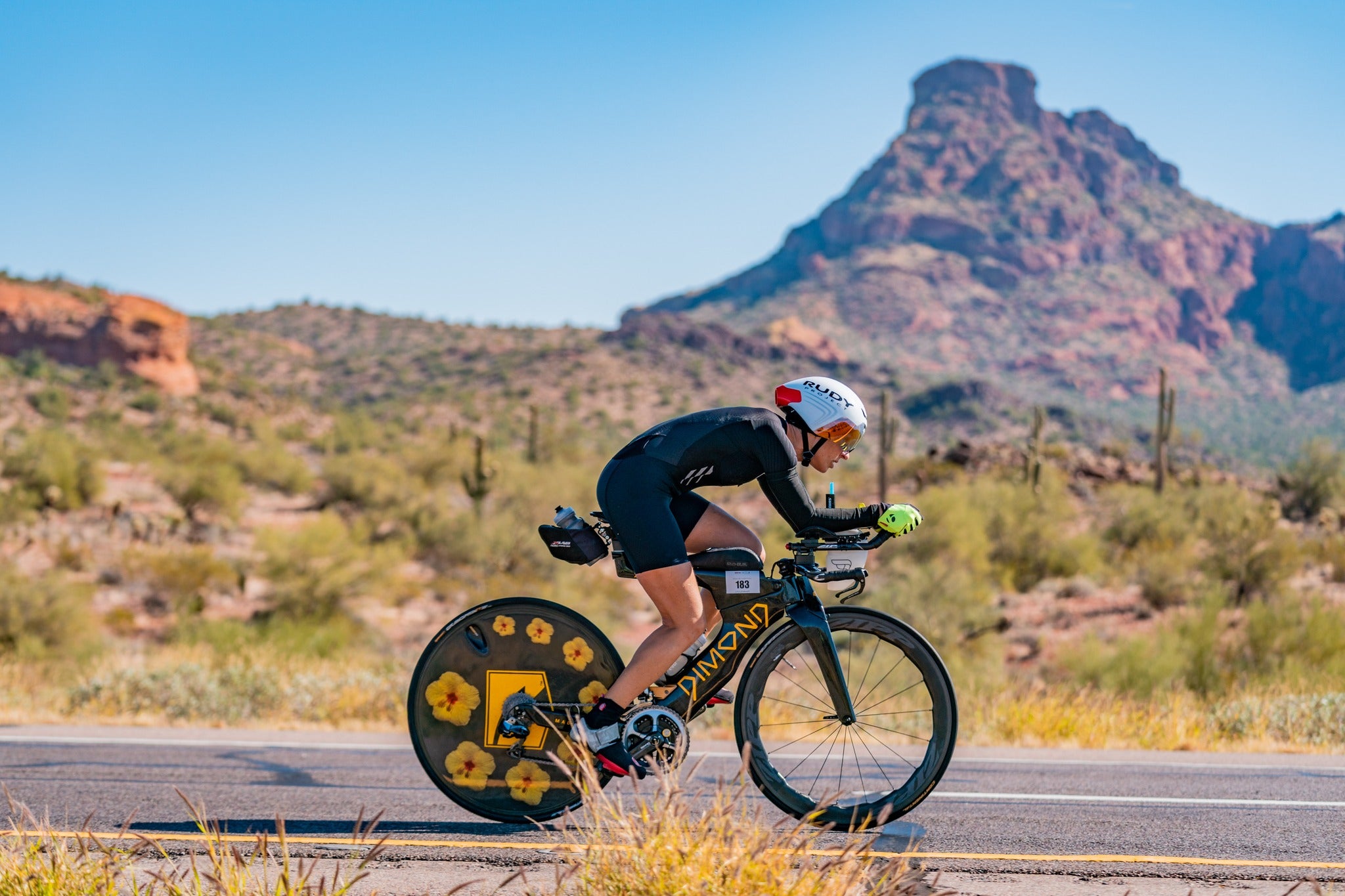 Rebecca McKee on the bike course at Ironman AZ 2022