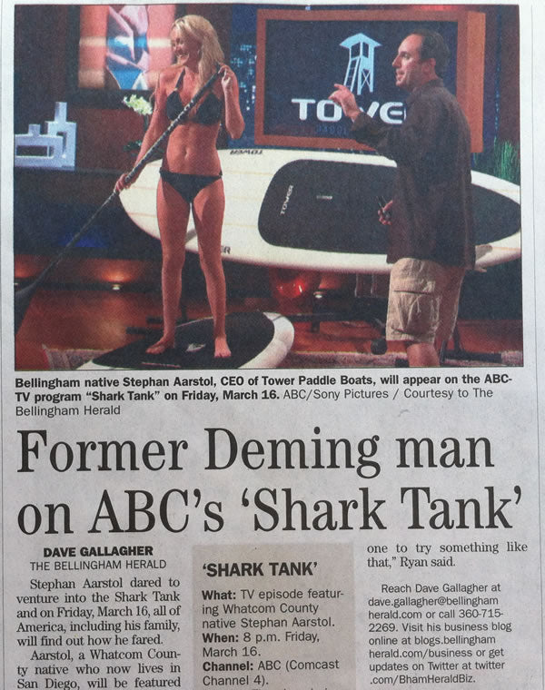 Bellingham Herald article on Tower Paddle Boards on Shark Tank