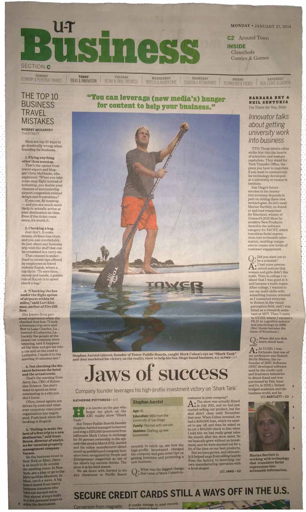 Tower Paddle Boards Featured in the San Diego Union Tribune