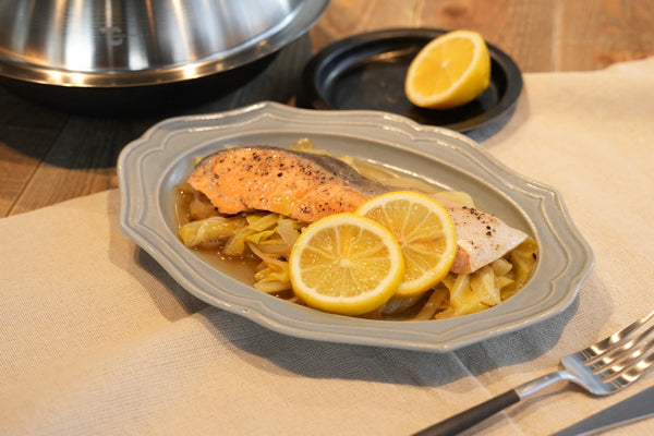 Completed photo of braised salmon