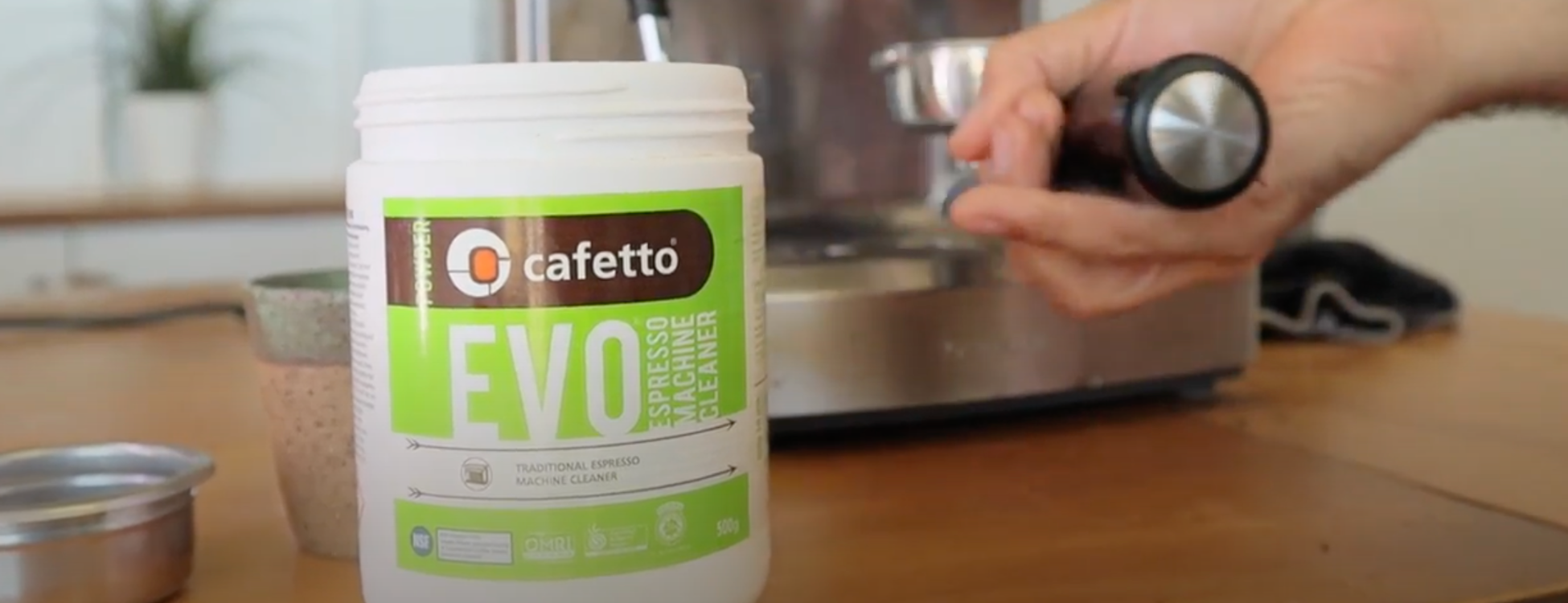 Cafetto Tub with espresso machine being cleans in the background