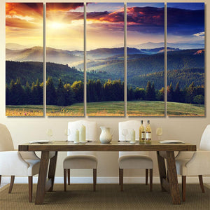 Majestic Sunset In The Mountains Landscape Dramatic Sky - Nature Canvas Art Wall Decor
