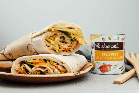 Wrap mit Putenbrust und scharfer Currynote von vorne