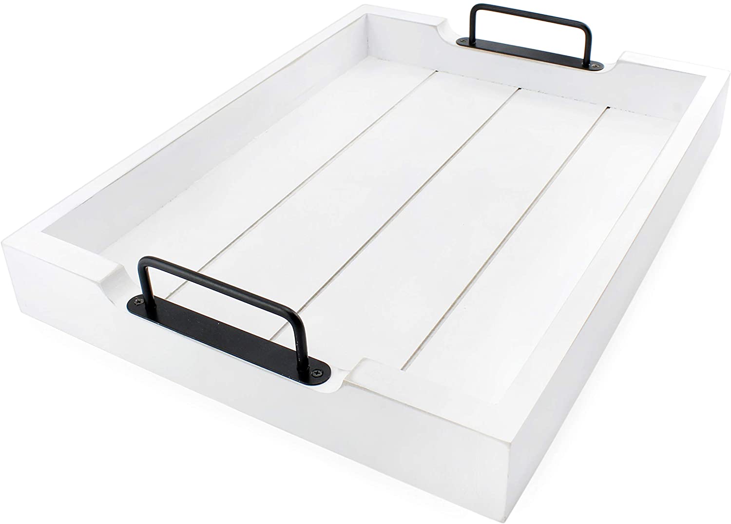 Rustic White Wood Serving Tray (Case of 6)