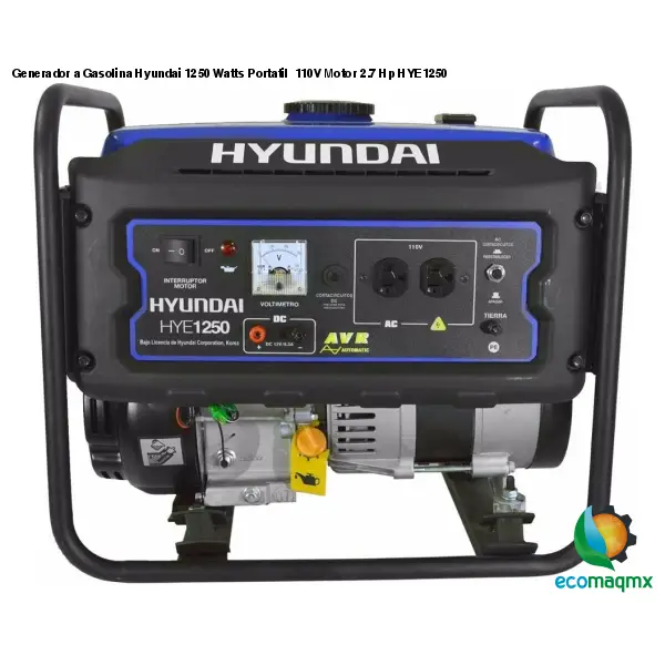 GENERADOR INVERTER HYUNDAI PORTATIL A GASOLINA 1000W/60HZ - HYE1250I -  Hyundai Power