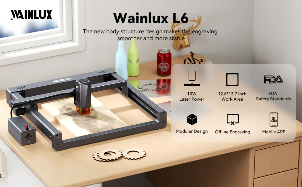 WAINLUX L6 Real 10W Laser Engraver and Cutter with Air Assist Kits4