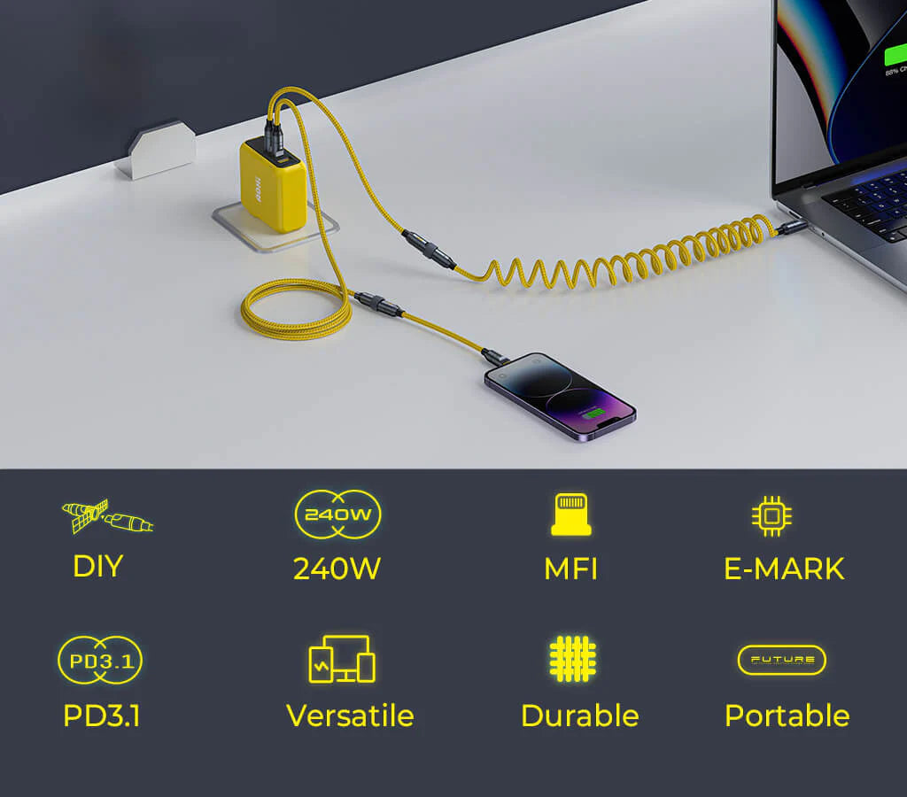 AOHI Charging Cable Set with PD3.0, USB-C and Lightning support20