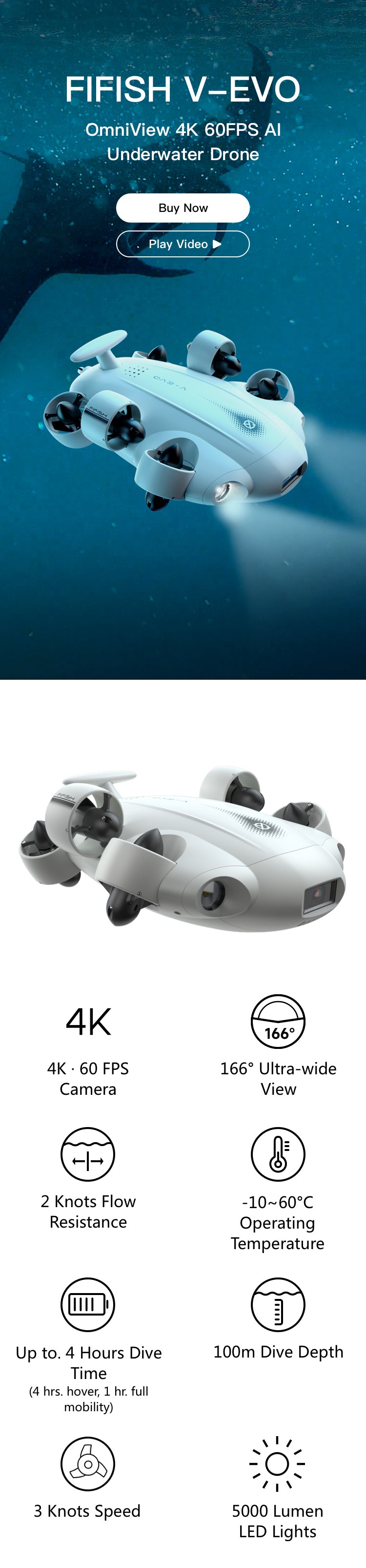 Qysea FIFISH V-EVO OmniView 4K 60 FPS Underwater Drone3