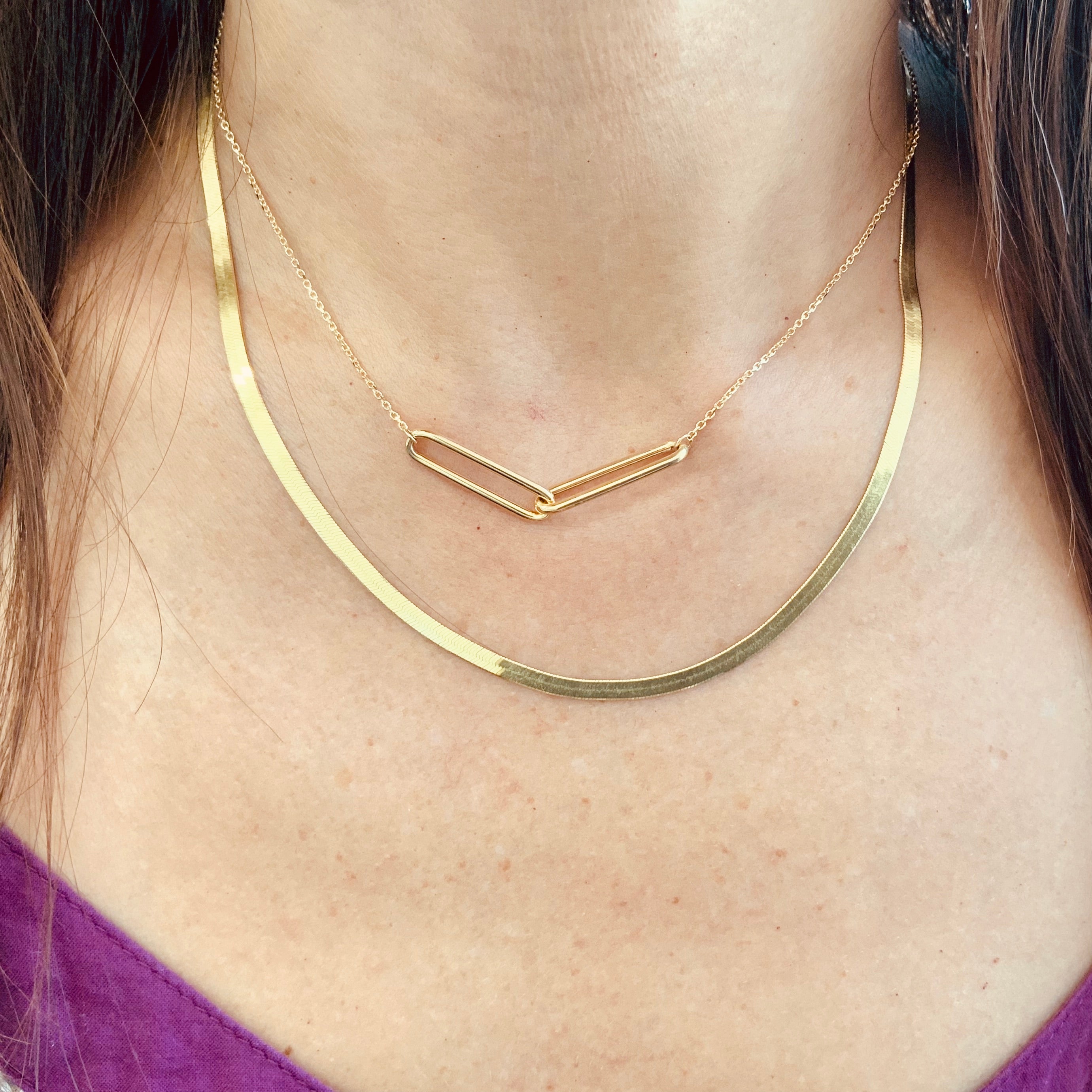 Double Link Gold Necklace