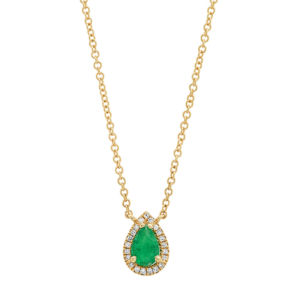 Emerald Pear Pendant Necklace