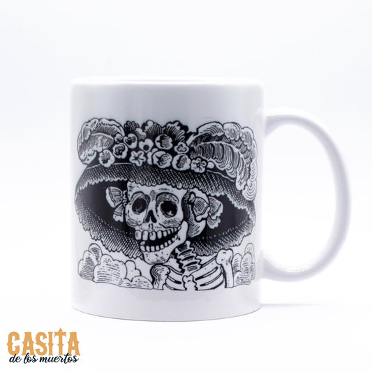 Dia De Los Muertos Catrina Mug Skeleton Lady 11 oz White Day of the Dead Coffee Mug
