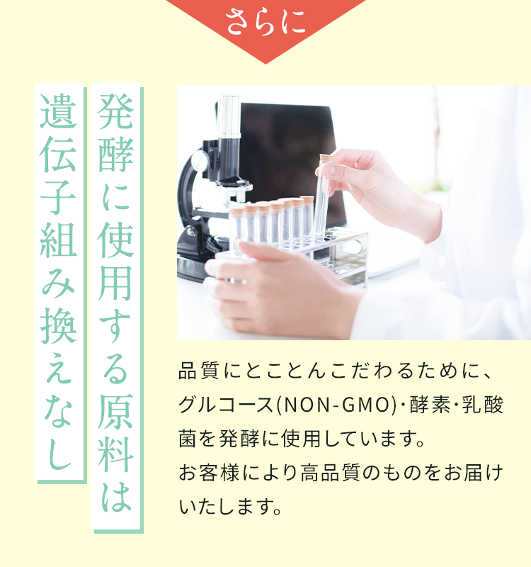 さらに発酵に使用する原料は遺伝子組み換えなし