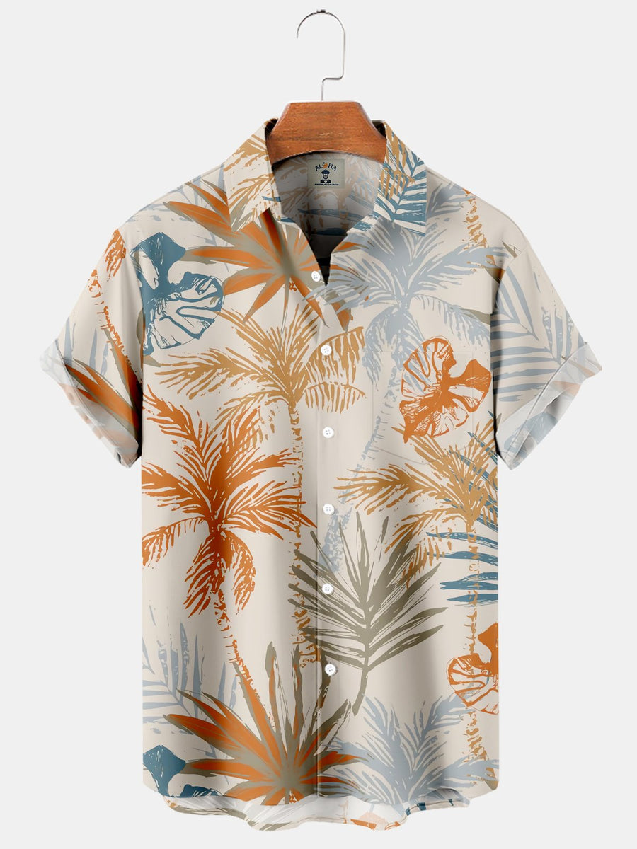 Men's Hawaiian Palm Tree Print Short Sleeve Shirt – Mokaloha