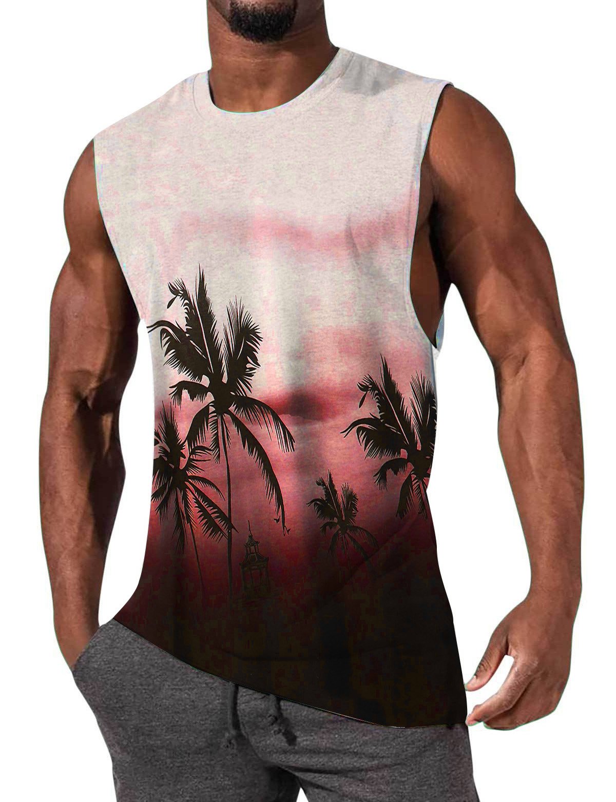 Men's Hawaiian Palm Print Sleeveless T-Shirt – Mokaloha