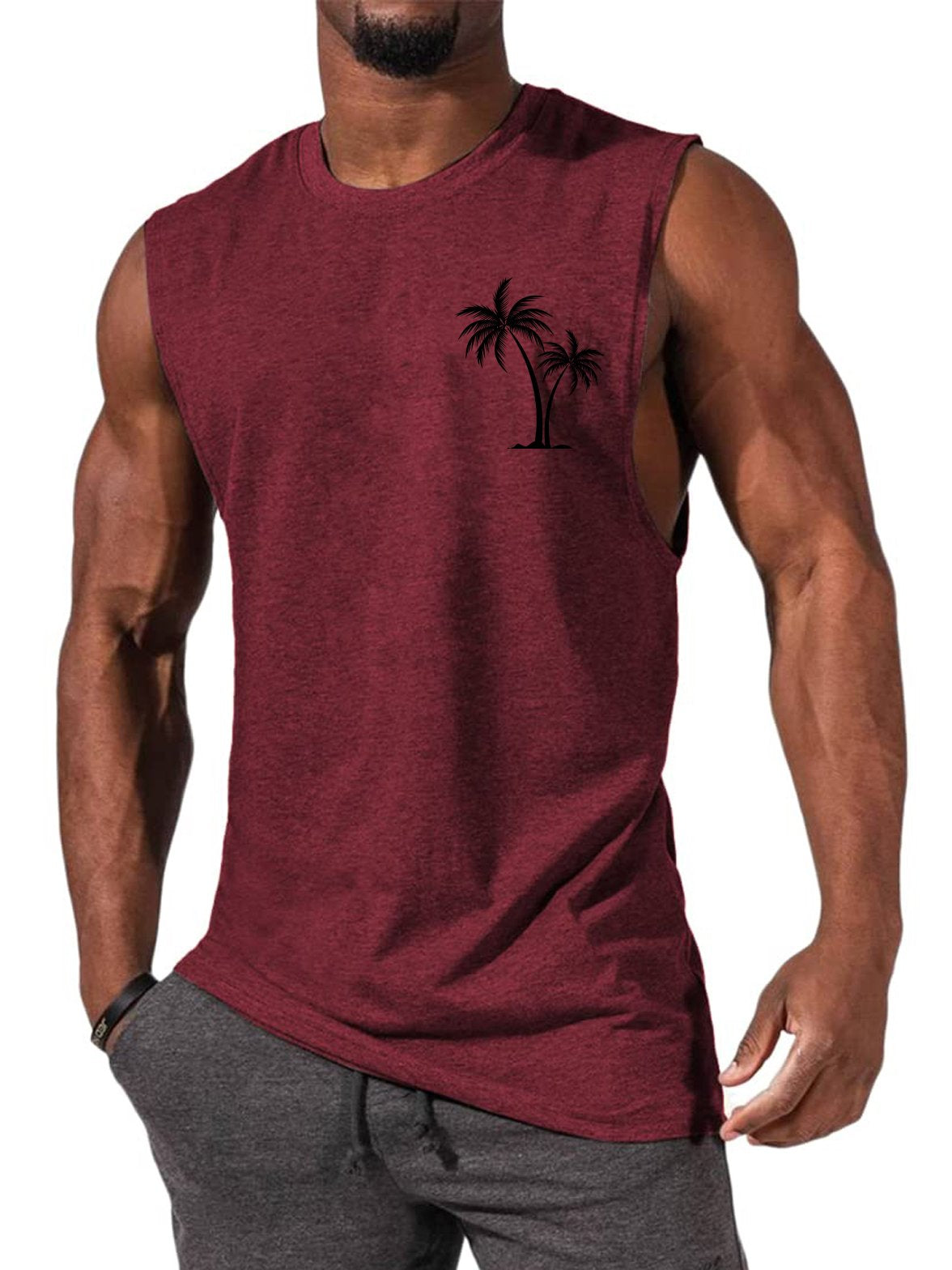 Men's Hawaiian Shirt Coconut tree Print Casual Comfort Sleeveless ...