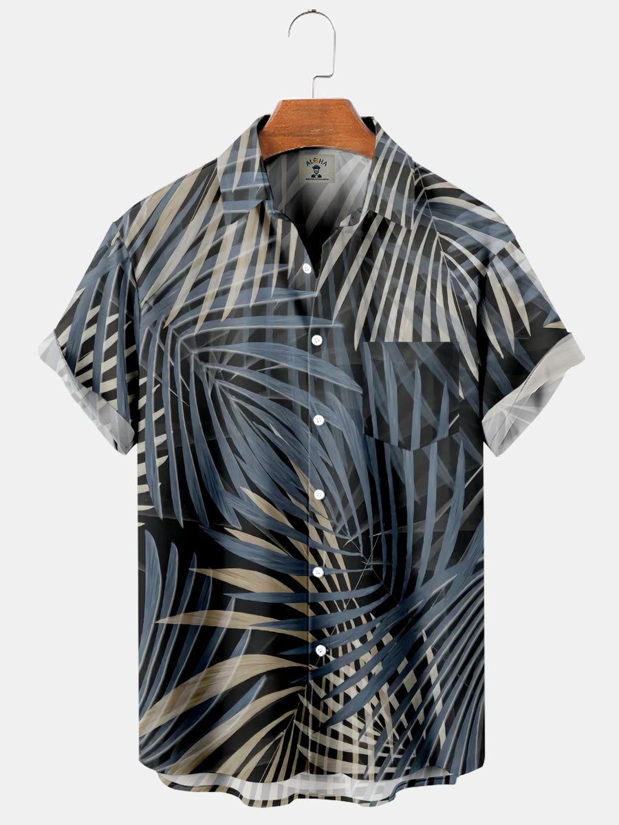 Men's Hawaiian Palm Leaf Print Short Sleeve Shirt – Mokaloha