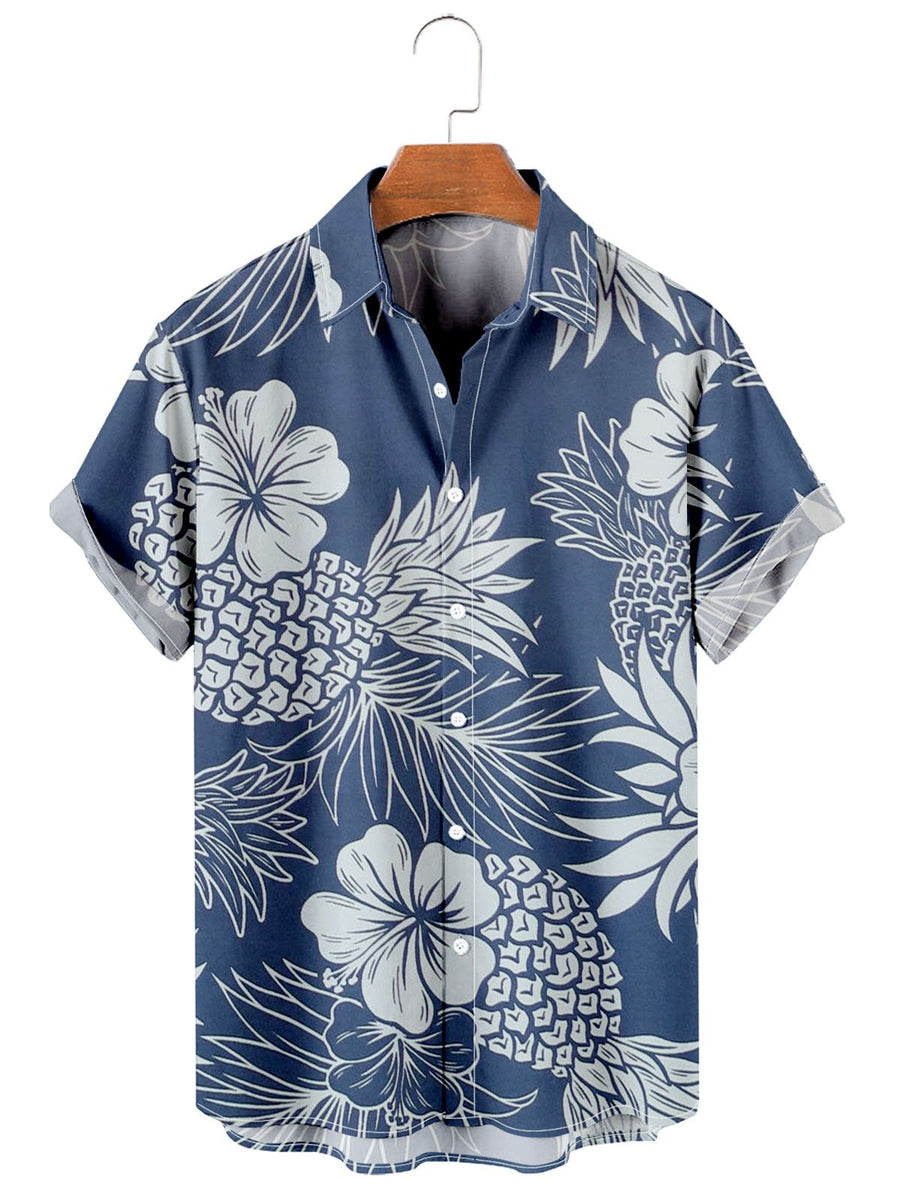 Men's Hawaiian Hibiscus Pineapple Casual Print Shirt – Mokaloha