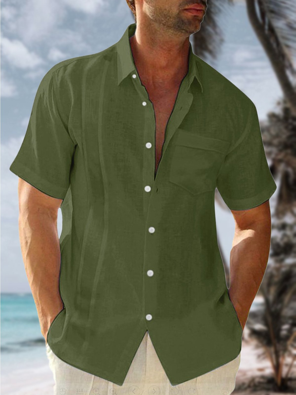 Men's Pocket Cotton Linen Casual Vacation Short Sleeve Shirts – Mokaloha