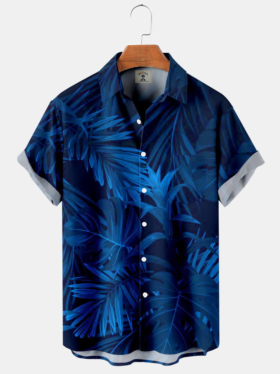 Men's Hawaiian Neon Palm Leaf Print Short Sleeve Shirt – Mokaloha
