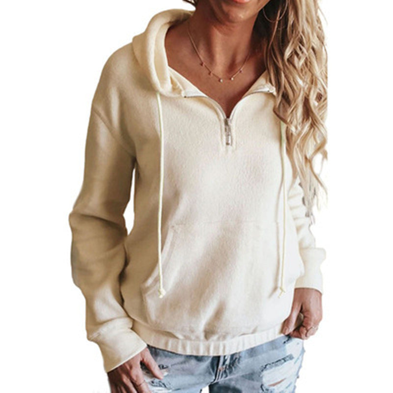 European And American Silver Fox Hooded Long-sleeved Pullover Casual Jacket Women